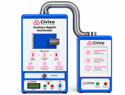 CIVIXO incinerator and vending machine back view